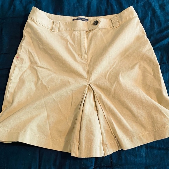 Brooks Brothers Khaki Skirt with Front Pleat and Button Tie Back Businesswear - Picture 1 of 6